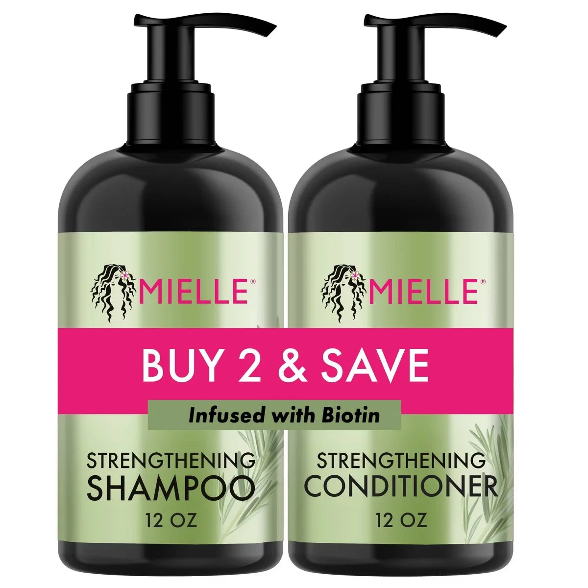 Mielle Organics Rosemary Mint Strengthening 12 fl oz Shampoo + Leave-In Conditioner