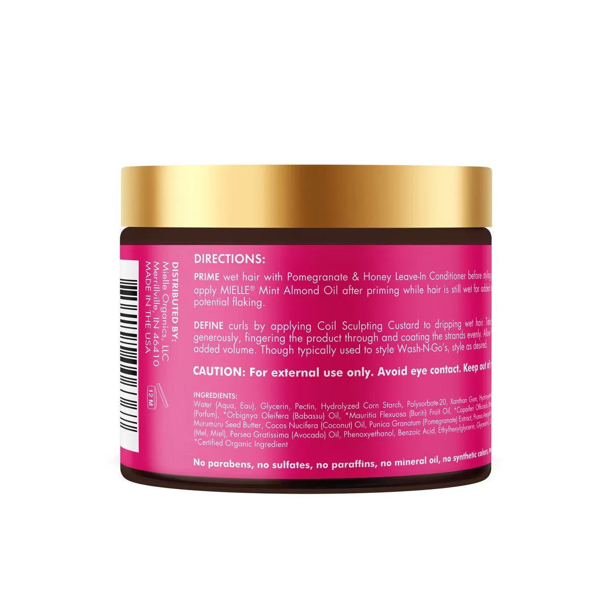 Mielle Organics Pomegranate & Honey Coil Sculpting Custard - 12oz: Texturizing Hair Treatment, Cream Form, For Curly Hair