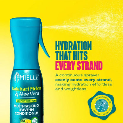 Mielle Organics Kalahari Melon & Aloe Vera Deep Hydration Multi-Tasking Leave-In Conditioner - 6.7 fl oz: Cream, Daily Use