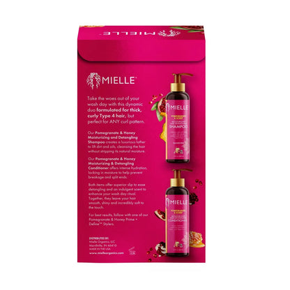 Mielle Organics Pomegranate & Honey Shampoo and Conditioner Set: All Hair Types, Basic Cleansing & Conditioning, Cream Form, 24 fl oz