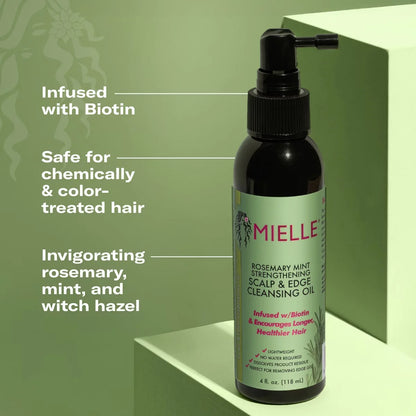 Mielle Organics Rosemary Mint Scalp & Edge Cleansing Hair Oil - 4 fl oz: Paraben-Free, Sulfate-Free, Textured Hair