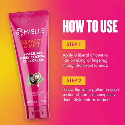 Mielle Organics Babassu Brazilian Curly Cocktail Curl Cream - 7.5oz: Curl Enhancing, All Hair Types, Daily Use
