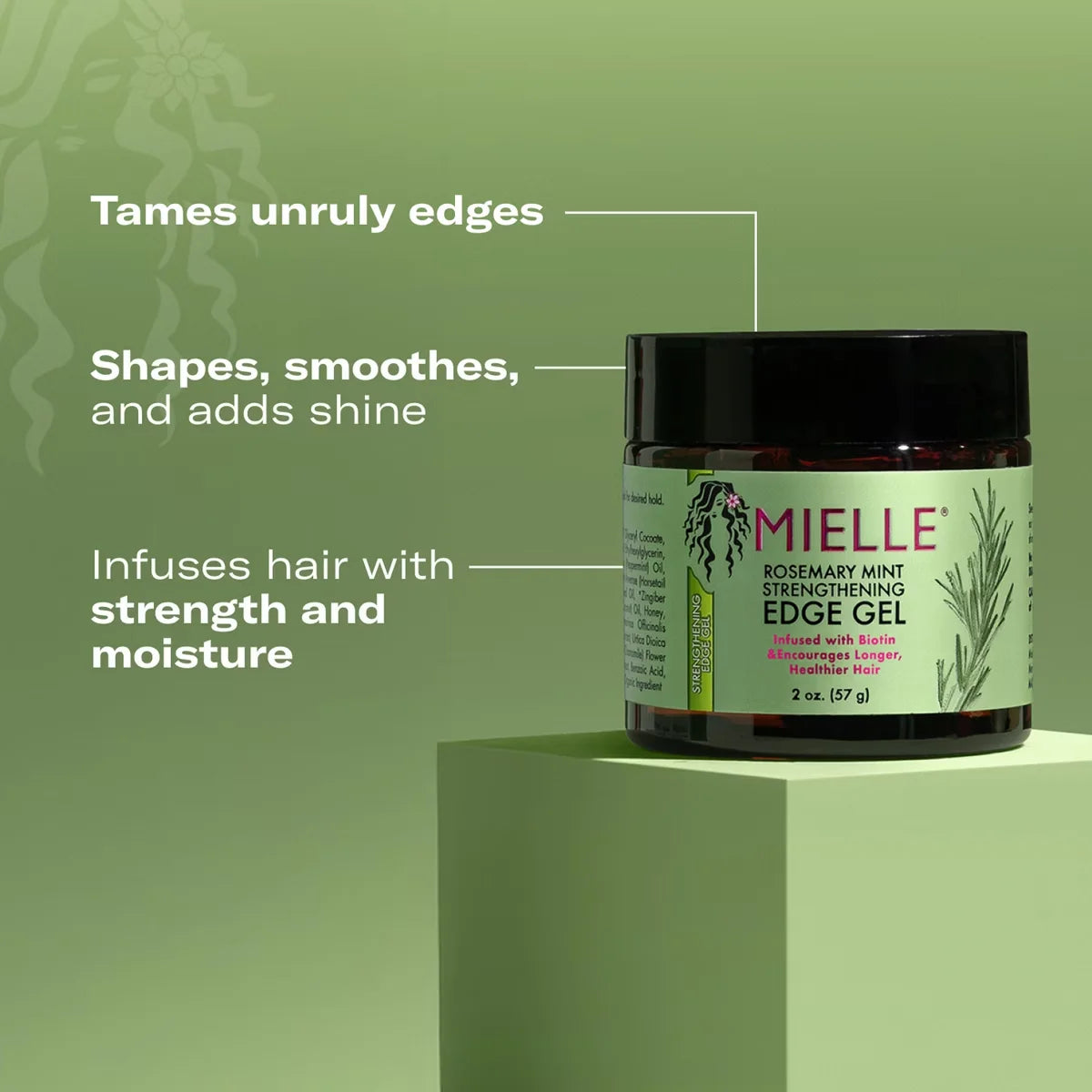 Mielle Organics Rosemary Mint Strengthening Edge Gel - 2oz: For Textured & Curly Hair, Paraben-Free