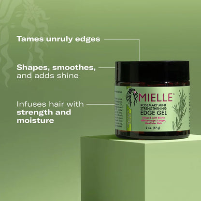 Mielle Organics Rosemary Mint Strengthening Edge Gel - 2oz: For Textured & Curly Hair, Paraben-Free