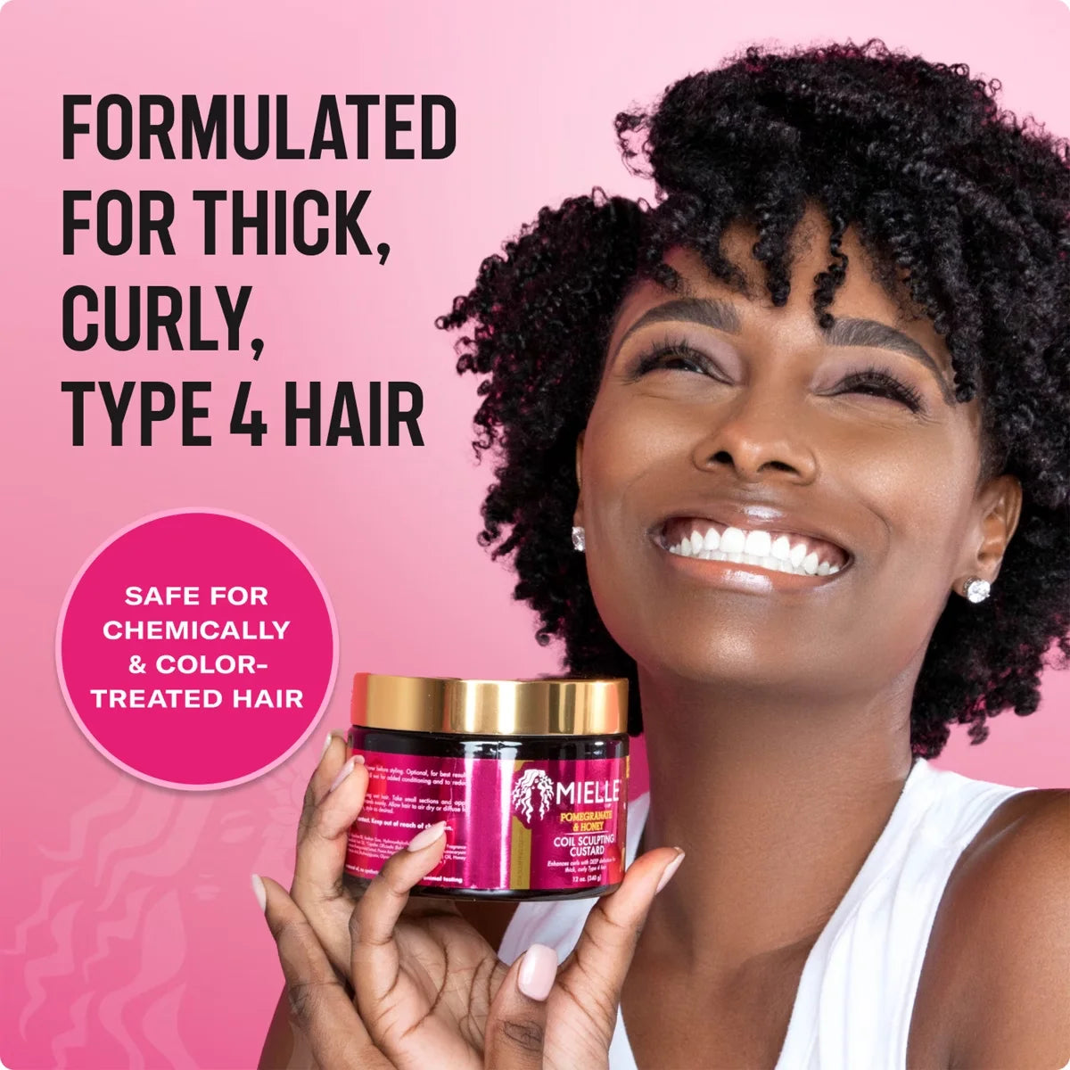 Mielle Organics Pomegranate & Honey Coil Sculpting Custard - 12oz: Texturizing Hair Treatment, Cream Form, For Curly Hair