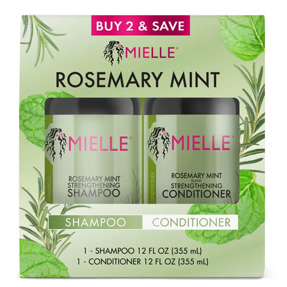 Mielle Organics Shampoo + Conditioner Combo Pack - Rosemary Mint - 24 fl oz: Moisturizing, Textured Hair, Liquid Form