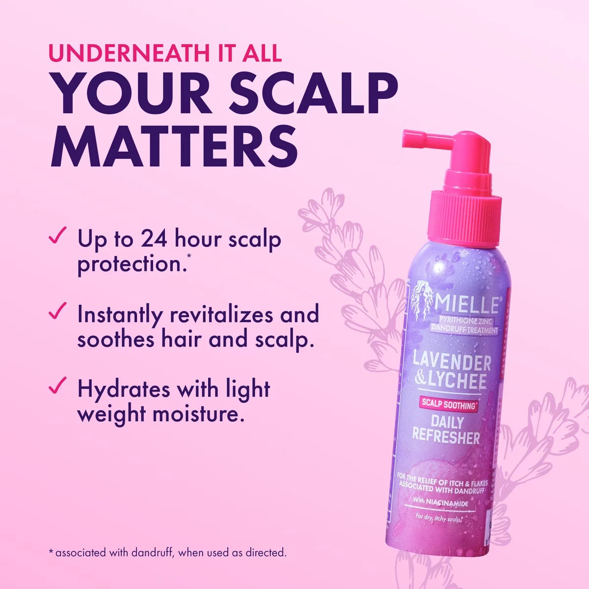 Mielle Organics Lavender & Lychee Scalp Lightweight Soothing Scalp and Hair Refresher - 4 fl oz