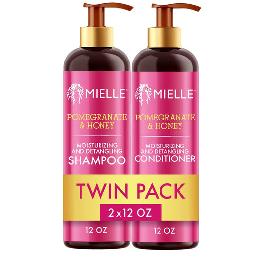 Mielle Organics Pomegranate & Honey Shampoo and Conditioner Set: All Hair Types, Basic Cleansing & Conditioning, Cream Form, 24 fl oz