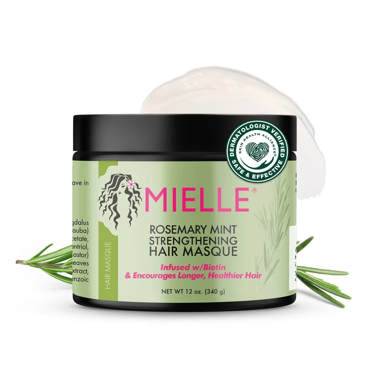 Mielle Organics Rosemary Mint 12oz Strengthening Hair Masque + 2 fl oz Scalp & Strengthening Hair Oil