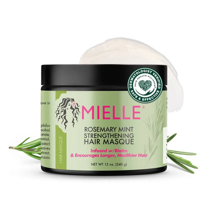 Mielle Organics Rosemary Mint 12oz Strengthening Hair Masque + 2 fl oz Scalp & Strengthening Hair Oil