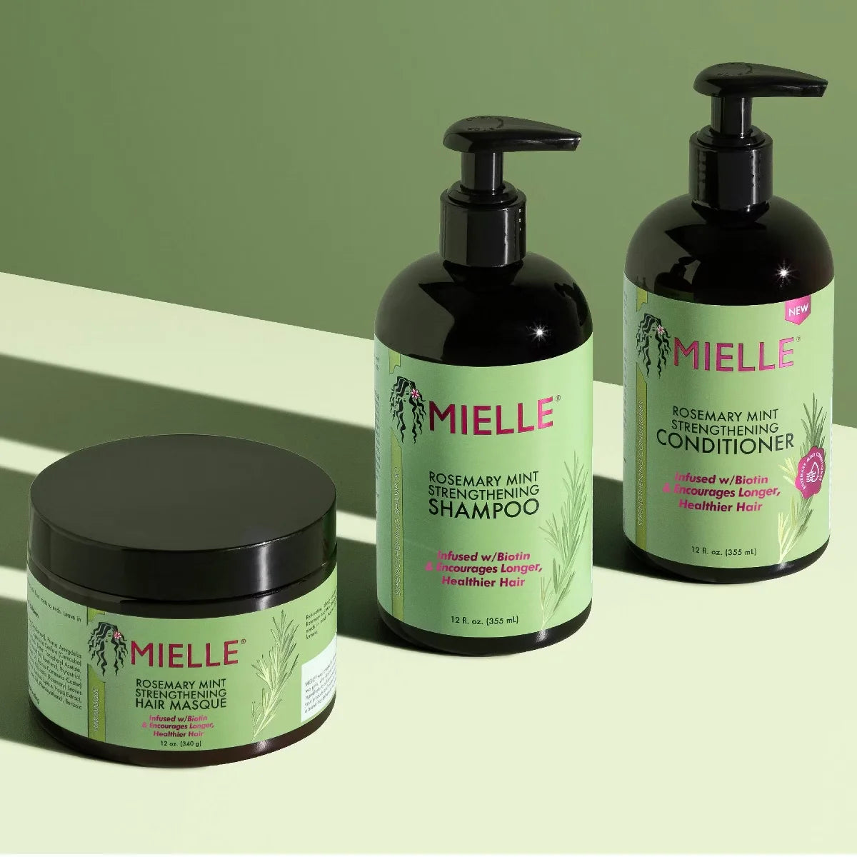 Mielle 2 Pack/12fl oz Organics Rosemary Mint Strengthening Shampoo