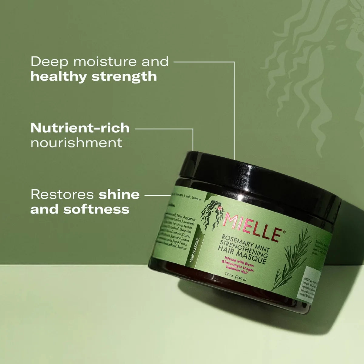 Mielle Organics Rosemary Mint 12oz Strengthening Hair Masque + 2 fl oz Scalp & Strengthening Hair Oil