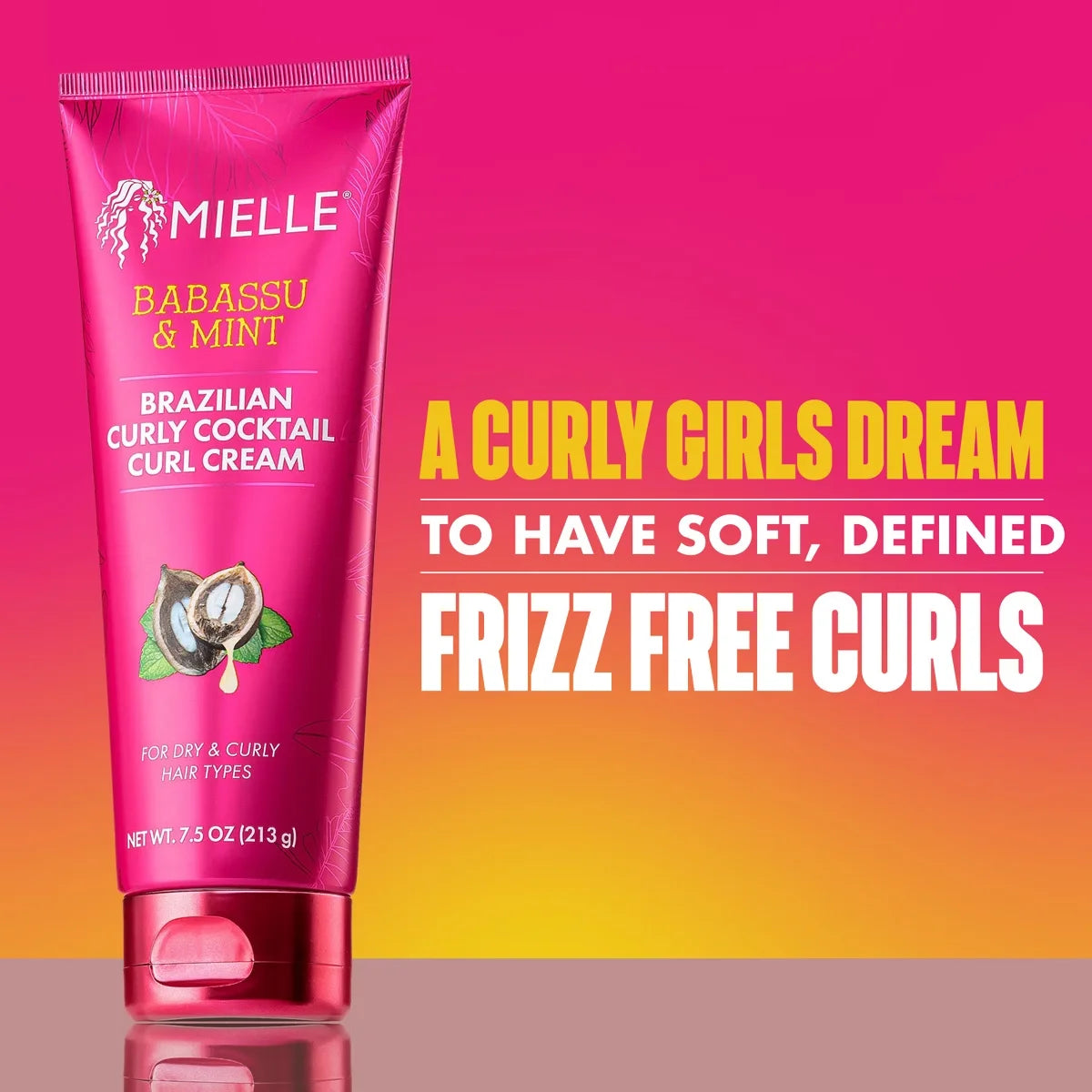 Mielle Organics Babassu Brazilian Curly Cocktail Curl Cream - 7.5oz: Curl Enhancing, All Hair Types, Daily Use
