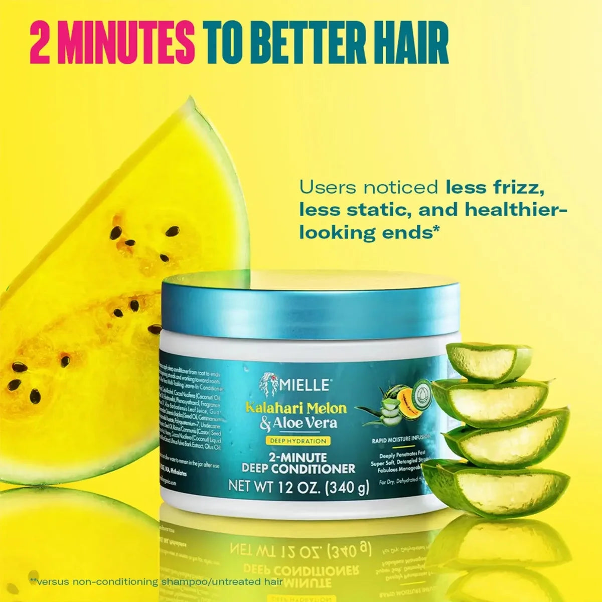 Mielle Organics Kalahari Melon & Aloe Vera Deep Hydration 2-Minute Deep Conditioner - 12 fl oz