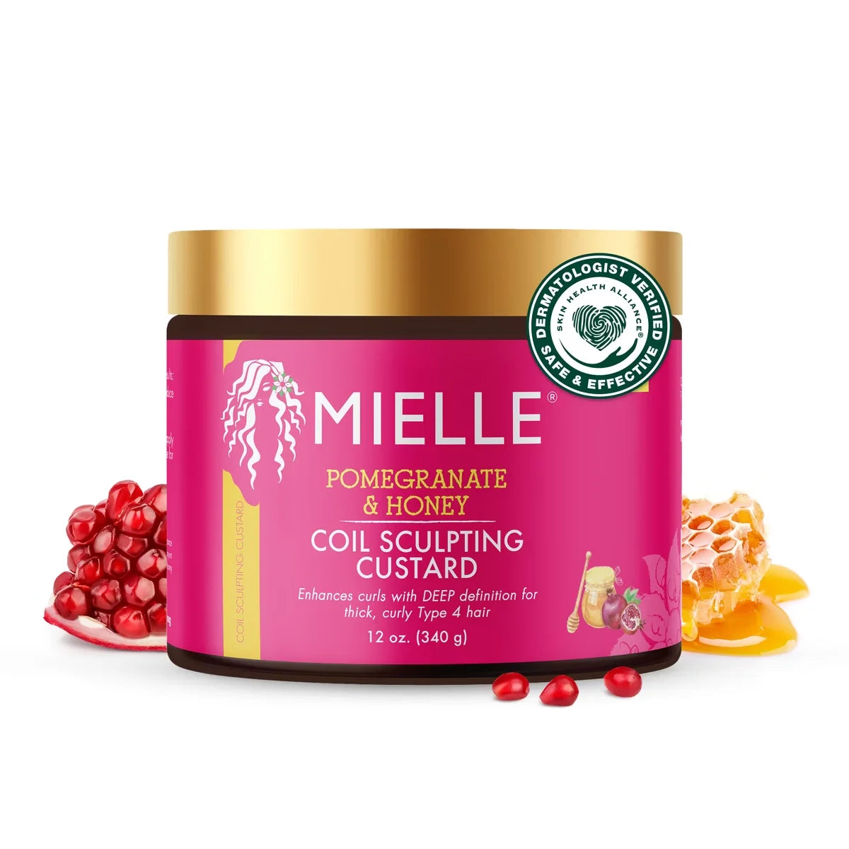 Mielle Organics Pomegranate & Honey Coil Sculpting Custard - 12oz: Texturizing Hair Treatment, Cream Form, For Curly Hair