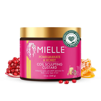 Mielle Organics Pomegranate & Honey Coil Sculpting Custard - 12oz: Texturizing Hair Treatment, Cream Form, For Curly Hair
