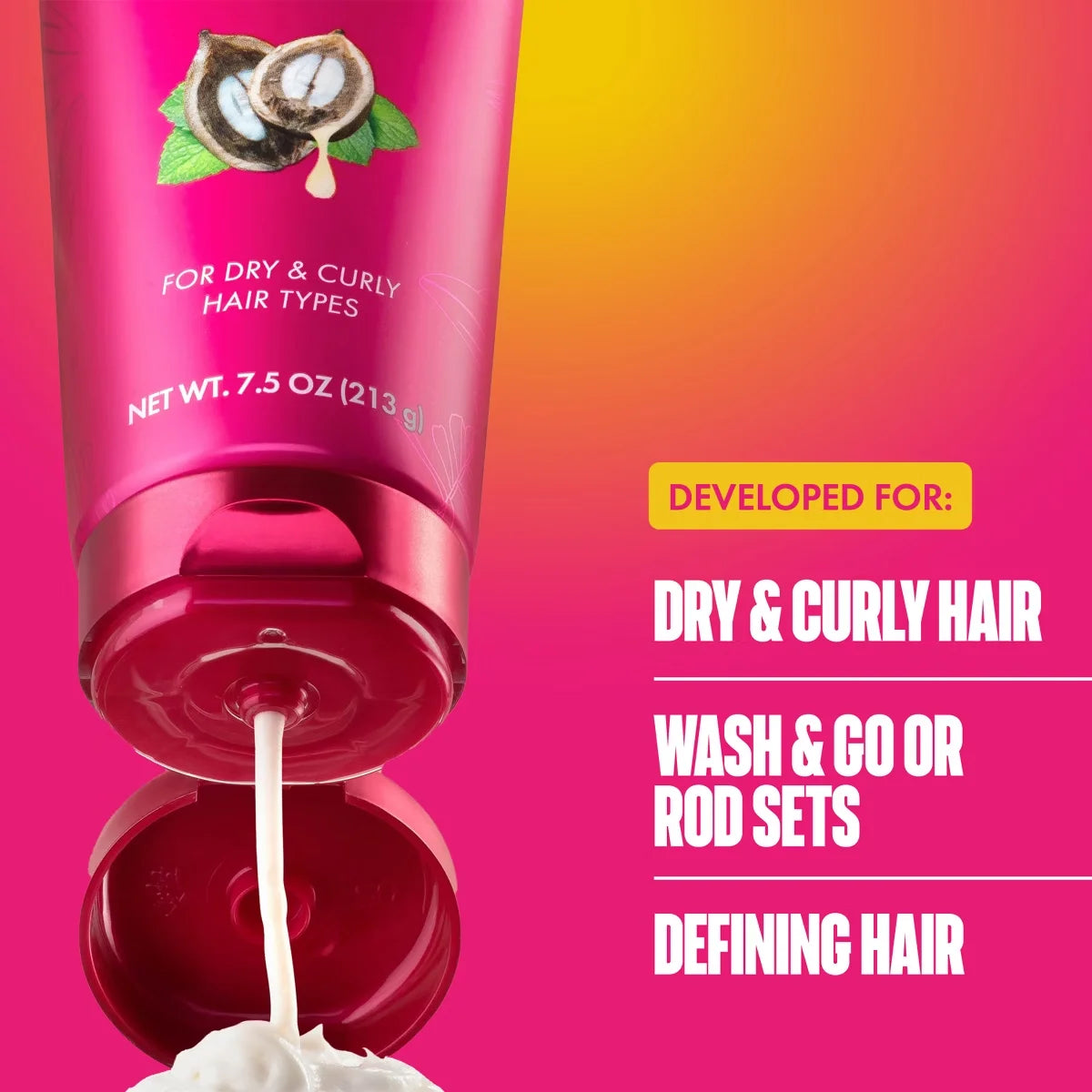 Mielle Organics Babassu Brazilian Curly Cocktail Curl Cream - 7.5oz: Curl Enhancing, All Hair Types, Daily Use