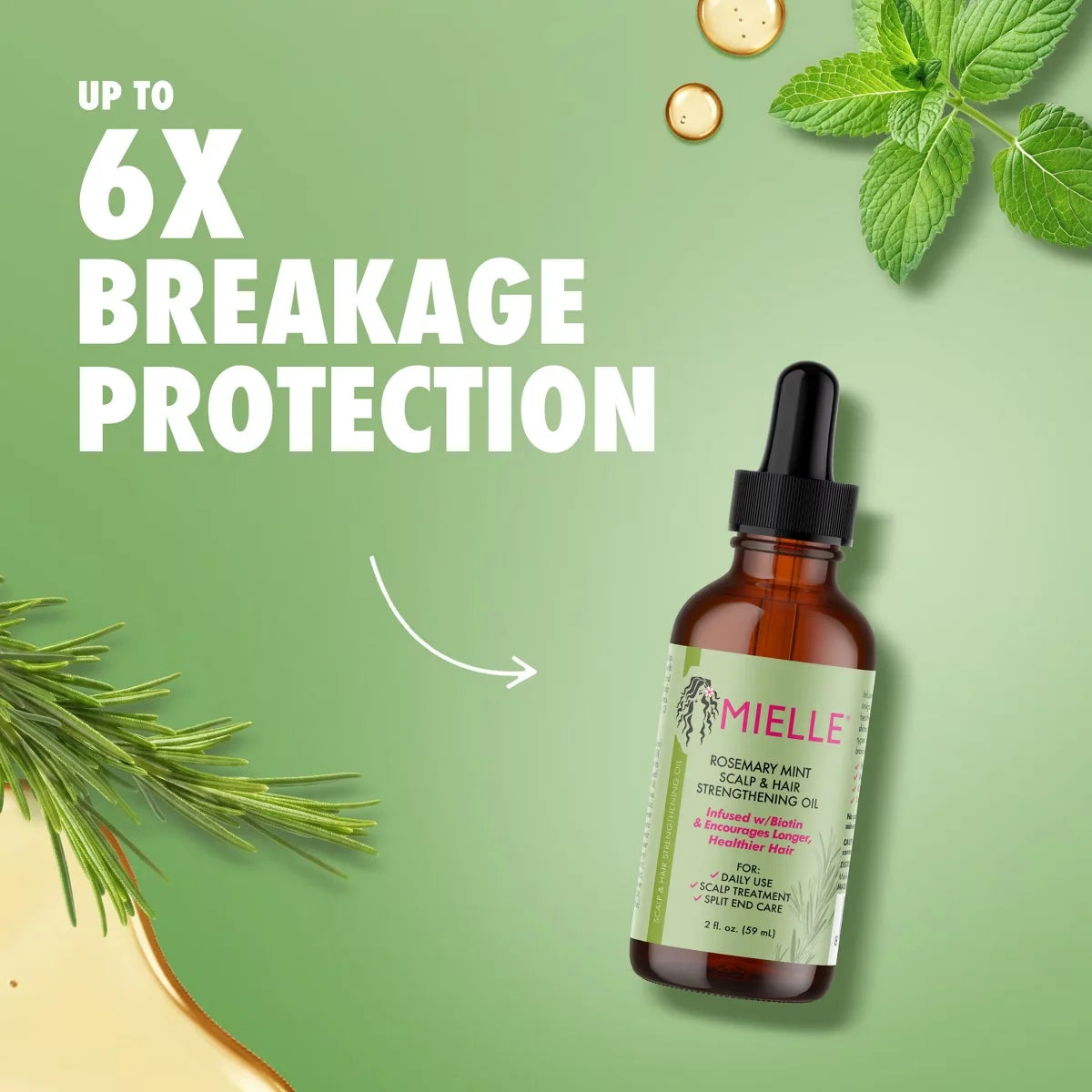 Mielle Organics Rosemary Mint Scalp & Strengthening Hair Oil  - 2 fl oz: Phthalate-Free, Paraben-Free, For All Hair Types