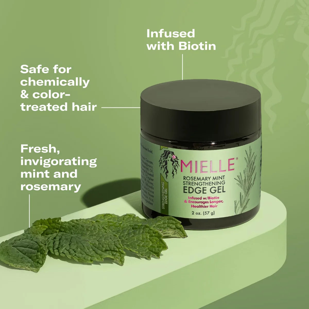Mielle Organics Rosemary Mint Strengthening Edge Gel - 2oz: For Textured & Curly Hair, Paraben-Free