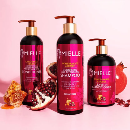 Mielle Organics Pomegranate & Honey Shampoo and Conditioner Set: All Hair Types, Basic Cleansing & Conditioning, Cream Form, 24 fl oz