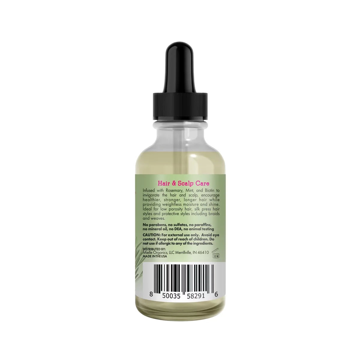 Mielle Organics Rosemary Mint Light Scalp & Hair Strengthening Oil - 2 fl oz: Paraben-Free, Sulfate-Free, Daily Use, Textured & All Hair Types