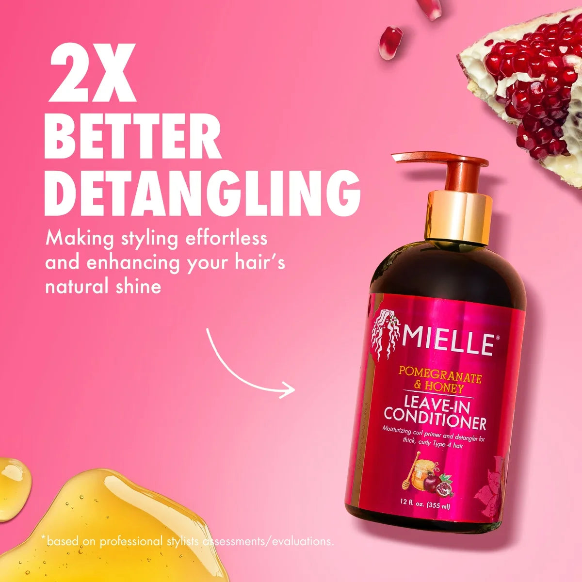 Mielle Organics Pomegranate & Honey Leave-In Conditioner - 12 fl oz: For Textured & All Hair Types, Cream Form