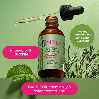 Mielle Organics Rosemary Mint Scalp & Strengthening Hair Oil  - 2 fl oz: Phthalate-Free, Paraben-Free, For All Hair Types