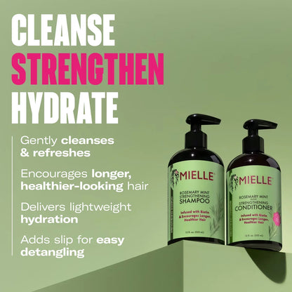 Mielle Organics Shampoo + Conditioner Combo Pack - Rosemary Mint - 24 fl oz: Moisturizing, Textured Hair, Liquid Form