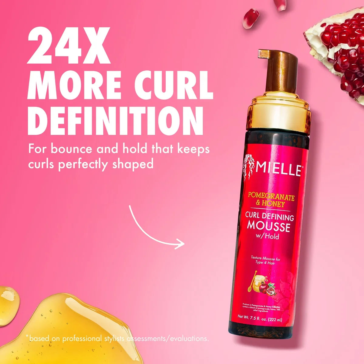 Mielle Organics Pomegranate and Honey Curl Defining Mousse with Hold - 7.5 fl oz: For Dry Hair