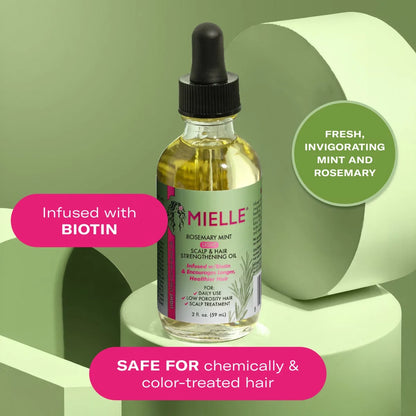 Mielle Organics Rosemary Mint Light Scalp & Hair Strengthening Oil - 2 fl oz: Paraben-Free, Sulfate-Free, Daily Use, Textured & All Hair Types