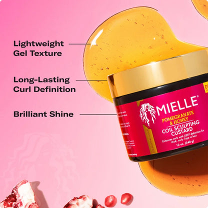 Mielle Organics Pomegranate & Honey Coil Sculpting Custard - 12oz: Texturizing Hair Treatment, Cream Form, For Curly Hair