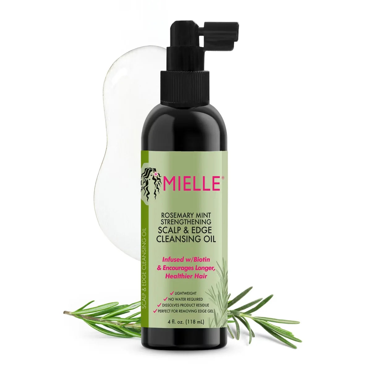 Mielle Organics Rosemary Mint Scalp & Edge Cleansing Hair Oil - 4 fl oz: Paraben-Free, Sulfate-Free, Textured Hair