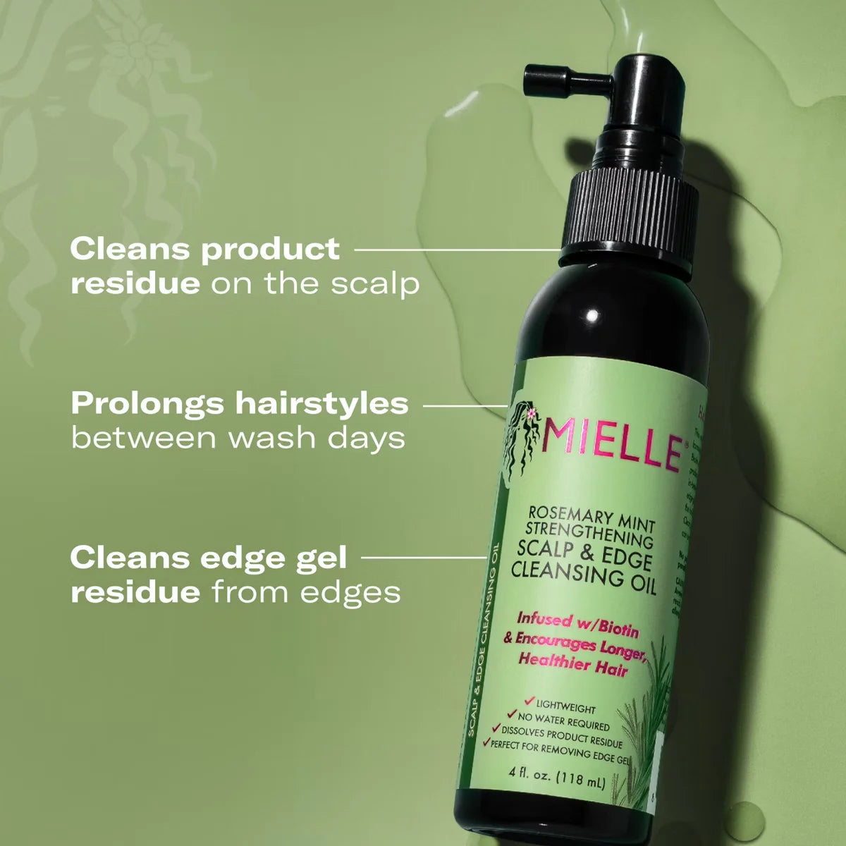 Mielle Organics Rosemary Mint Scalp & Edge Cleansing Hair Oil - 4 fl oz: Paraben-Free, Sulfate-Free, Textured Hair