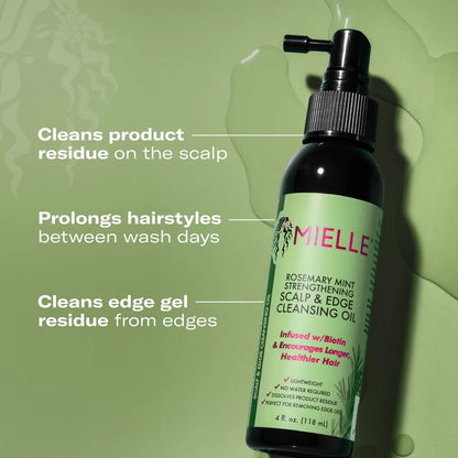 Mielle Organics Rosemary Mint Scalp & Edge Cleansing Hair Oil - 4 fl oz: Paraben-Free, Sulfate-Free, Textured Hair