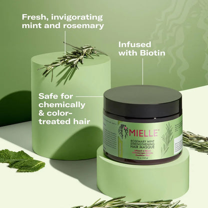 Mielle Organics Rosemary Mint 12oz Strengthening Hair Masque + 2 fl oz Scalp & Strengthening Hair Oil