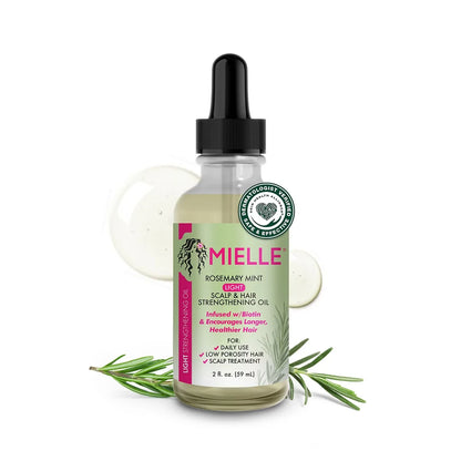Mielle Organics Rosemary Mint Light Scalp & Hair Strengthening Oil - 2 fl oz: Paraben-Free, Sulfate-Free, Daily Use, Textured & All Hair Types